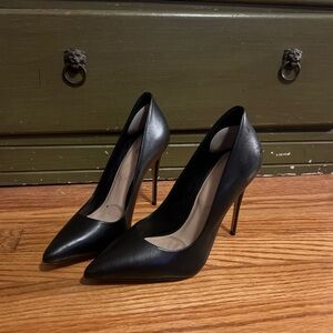 Black Leather Stiletto Heels
